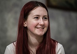 Closeup of girl with red hair